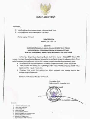 Bupati Aceh Timur : Pedagang Jangan Menaikkan Harga Barang