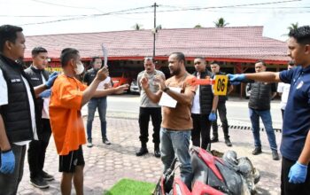 Polres Aceh Timur Gelar Rekontruksi Pembunuhan di Peureulak Barat