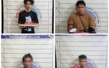 Empat Tersangka Sabu Dibekuk Satresnarkoba Polres Aceh Selatan