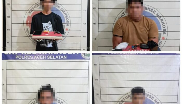Empat Tersangka Sabu Dibekuk Satresnarkoba Polres Aceh Selatan
