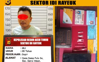 Polsek Idi Rayeuk Amankan Pelaku Penyalahgunaan Narkotika Jenis Sabu