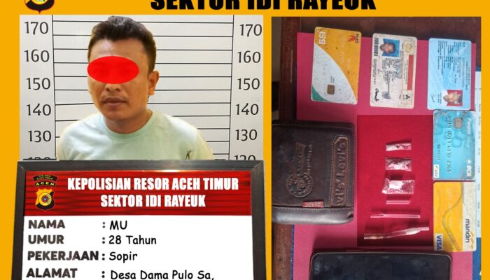 Polsek Idi Rayeuk Amankan Pelaku Penyalahgunaan Narkotika Jenis Sabu