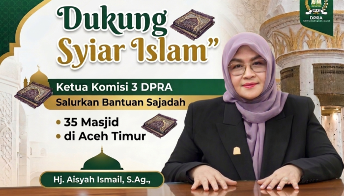 Dukung Syiar Islam, Ketua Komisi 3 DPRA Salurkan Bantuan Sajadah untuk 35 Masjid di Aceh Timur