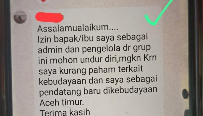 Sikap Kekanak-kanakan Oknum ASN Dinas Kebudayaan Aceh Timur Disorot Usai Mengundurkan Diri dan Hapus Anggota Grup WhatsApp Seniman